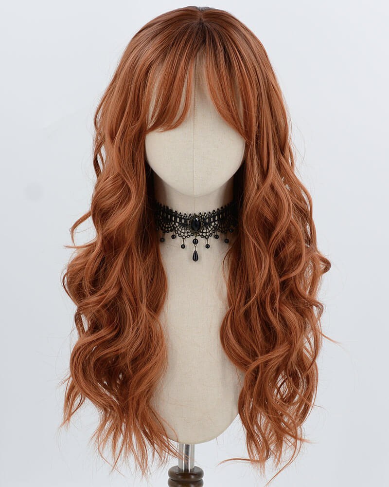 Brown Red Curly Synthetic Wig HW778 — view 1