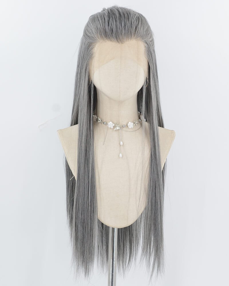 Mixed Grey Synthetic Lace Front Men's Wig MW051 — view 1