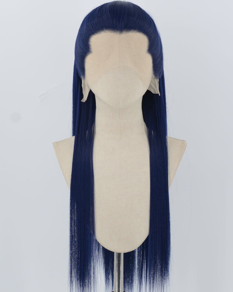 Dark Blue Straight Synthetic Lace Front Men's Wig MW058 — view 1