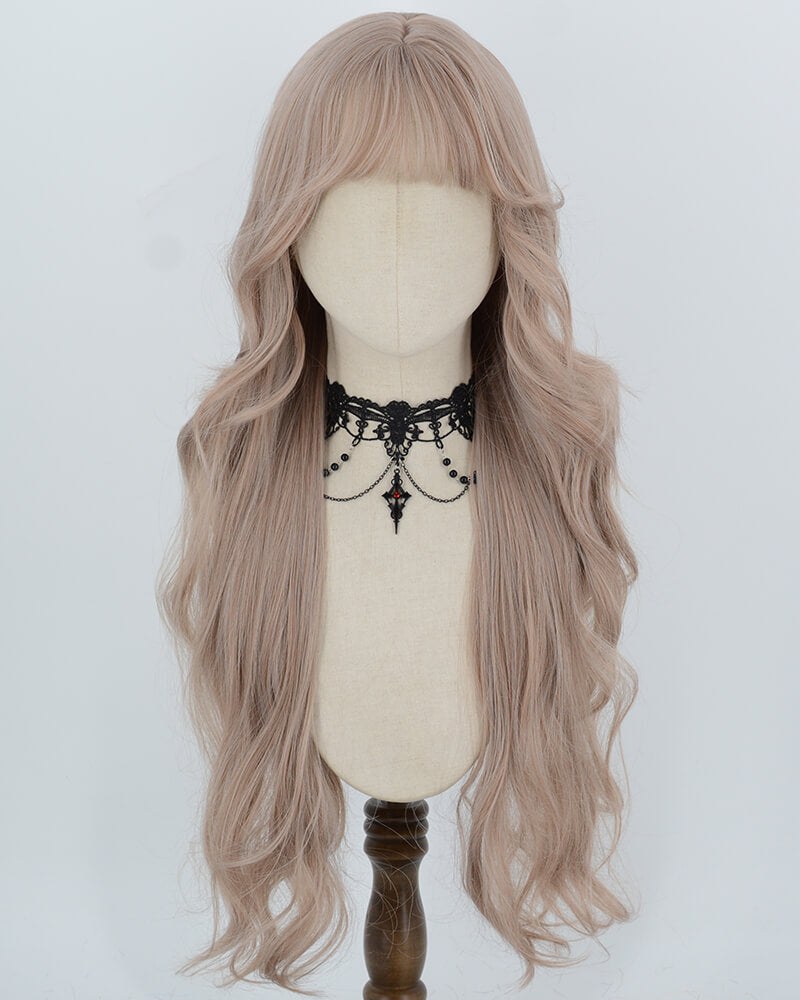 Dusty Rose Beige Long Wavy Synthetic Wig HW849 — view 1