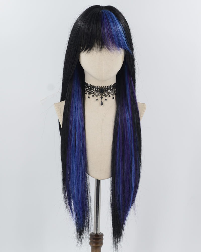 30inch Long Blue Black Synthetic Wig HW739 — view 1