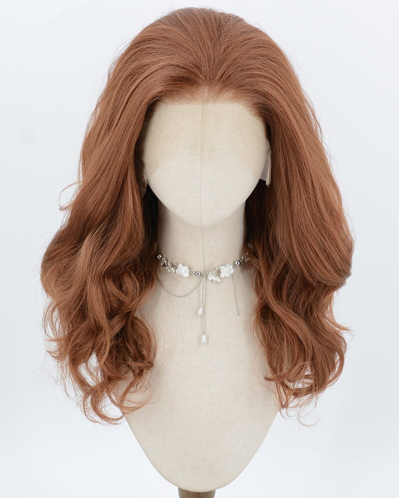 Red Brown Yaki Wavy Synthetic Lace Front Wig WW1047 — view 1
