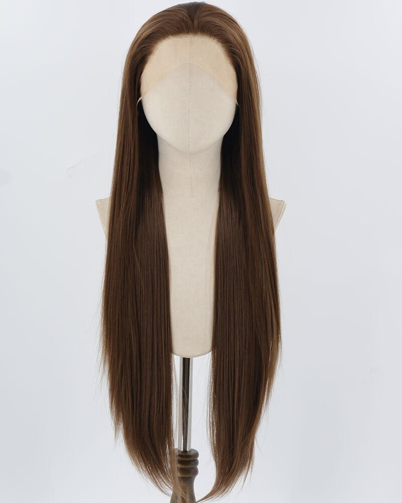 Long Straight Brown Synthetic Lace Front Wig WW885 — view 1