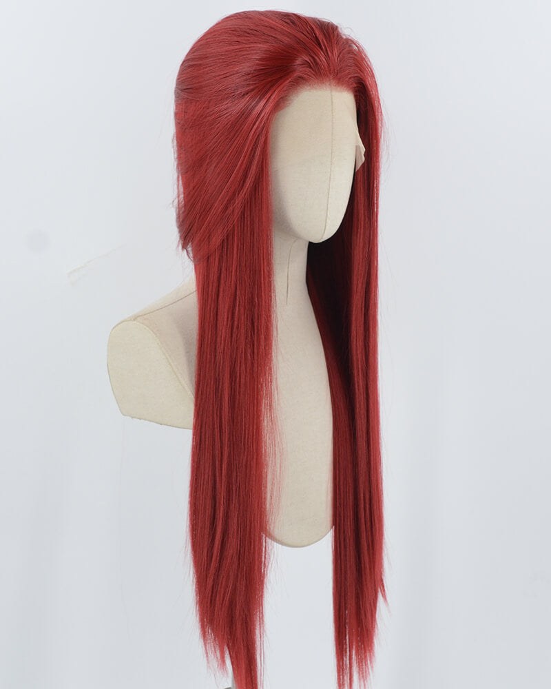 Red Long Straight Synthetic Lace Front Wig WW944 — view 2