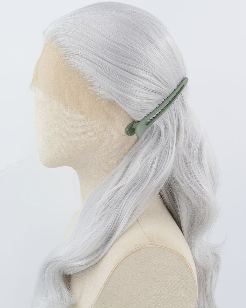 Silver Grey Long Wavy Synthetic Lace Front Wig WW906 — view 4