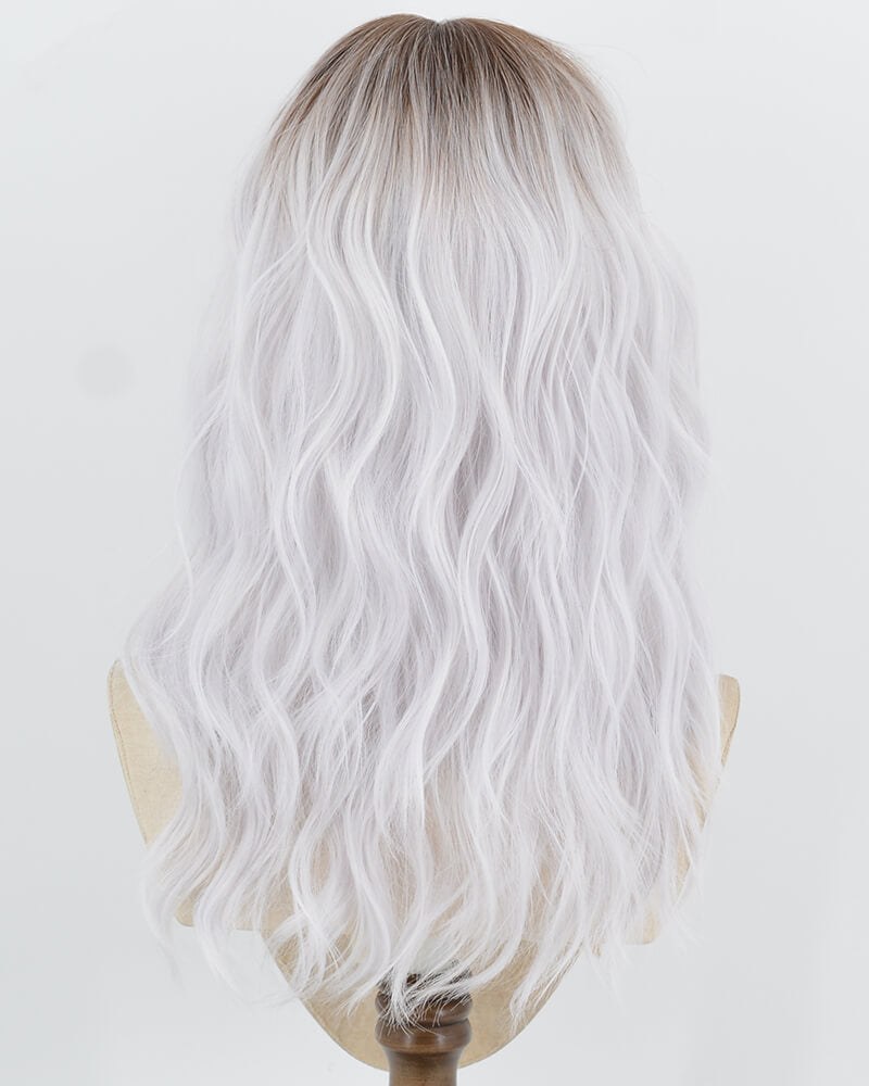 Brown Ombre Silver Curly Synthetic Wig HW859 — view 4