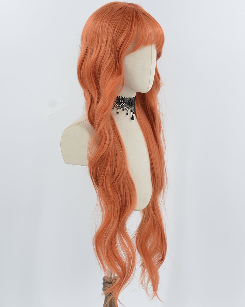 30Inch Long Orange Wavy Synthetic Wig HW688 — view 2