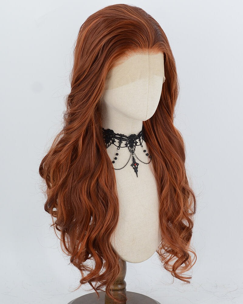 Brown Orange Synthetic Lace Front Wig WW1083 — view 2