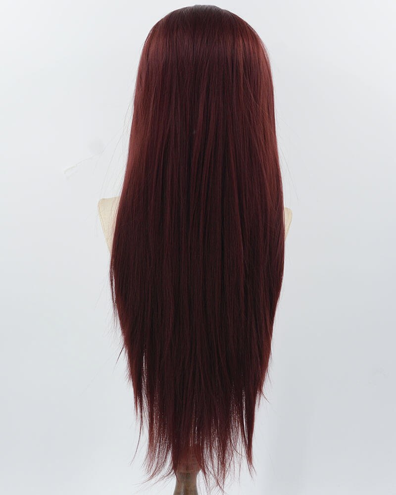 Dark Wine Red Synthetic Lace Front Wig WW974 — view 3
