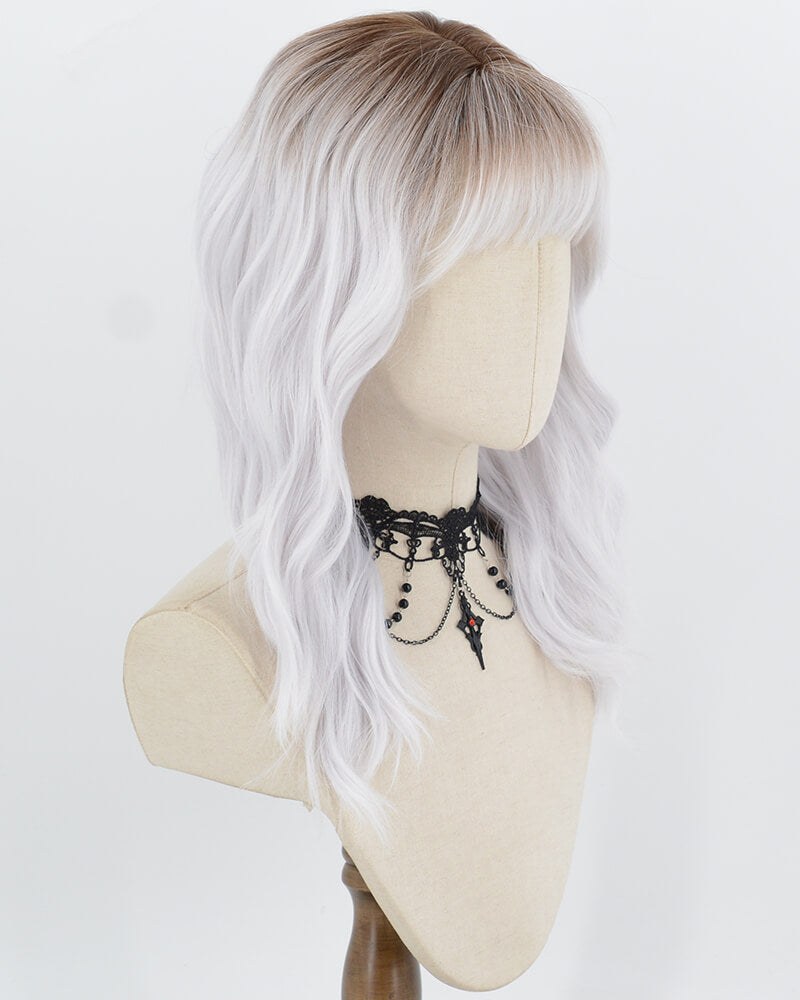 Brown Ombre Silver Curly Synthetic Wig HW859 — view 2
