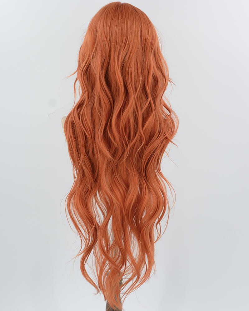30Inch Long Orange Wavy Synthetic Wig HW688 — view 3