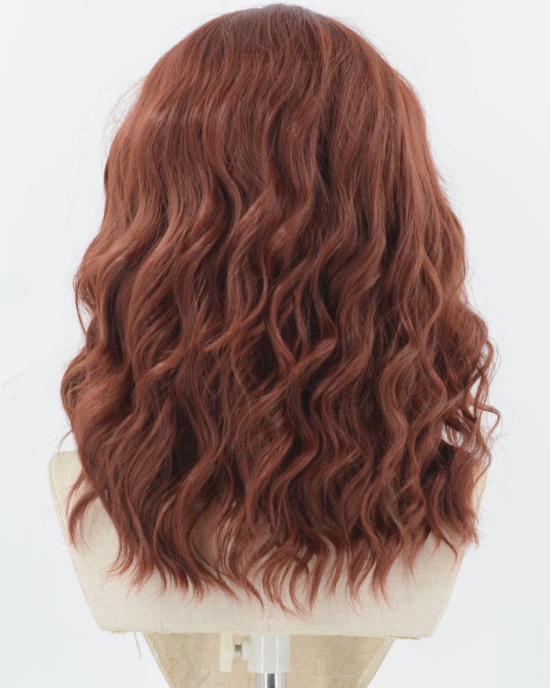 Dark Auburn Red Short Curly Synthetic Lace Front Wig WW913 — view 3