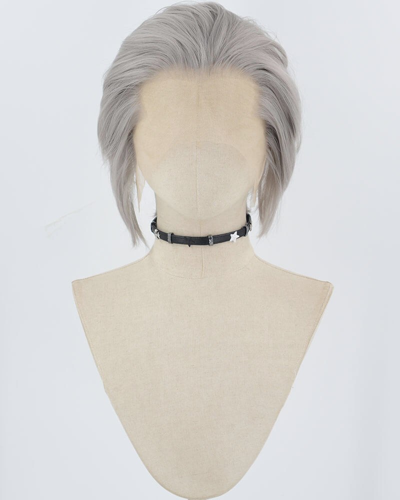 Grey Short Synthetic Lace Front Men's Wig MW045 — view 1