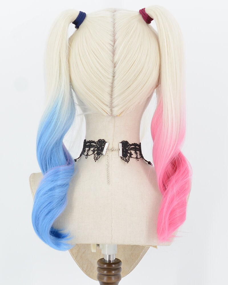 Harley Quinn Pink Blue Synthetic Lace Front Wig WW1084 — view 8
