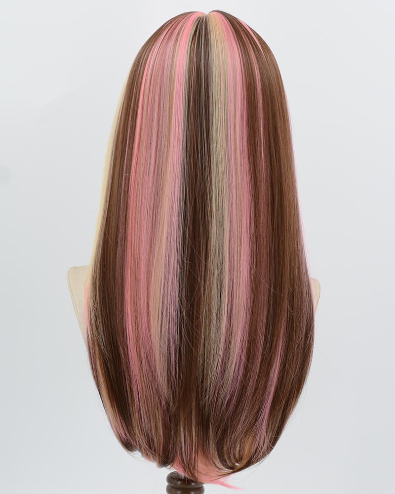 Pink Blonde Brown Synthetic Wig HW806 — view 3