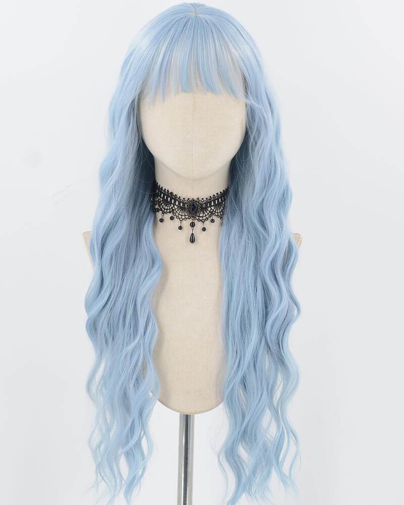 Blue Long Curly Synthetic Wig HW677 — view 1
