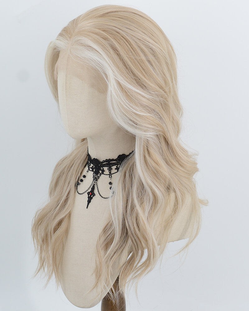 Blonde White Highlights Synthetic Lace Front Wig WW1074 — view 3