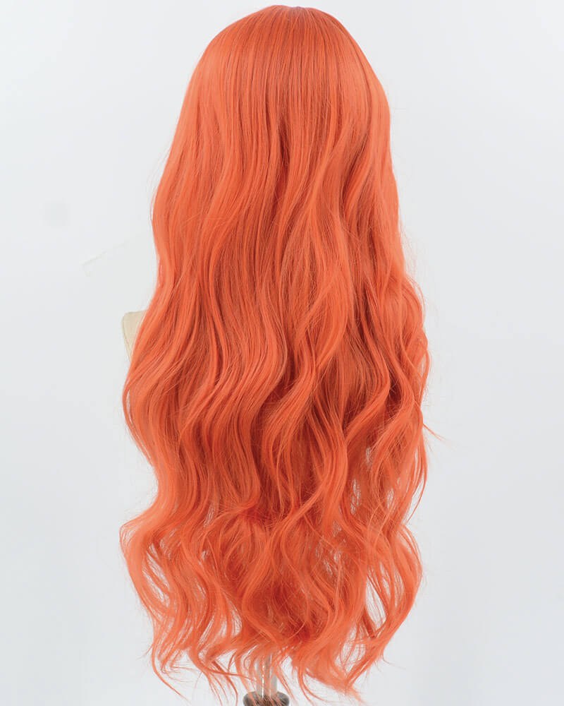 Long Orange Wavy Synthetic Wig HW676 — view 3