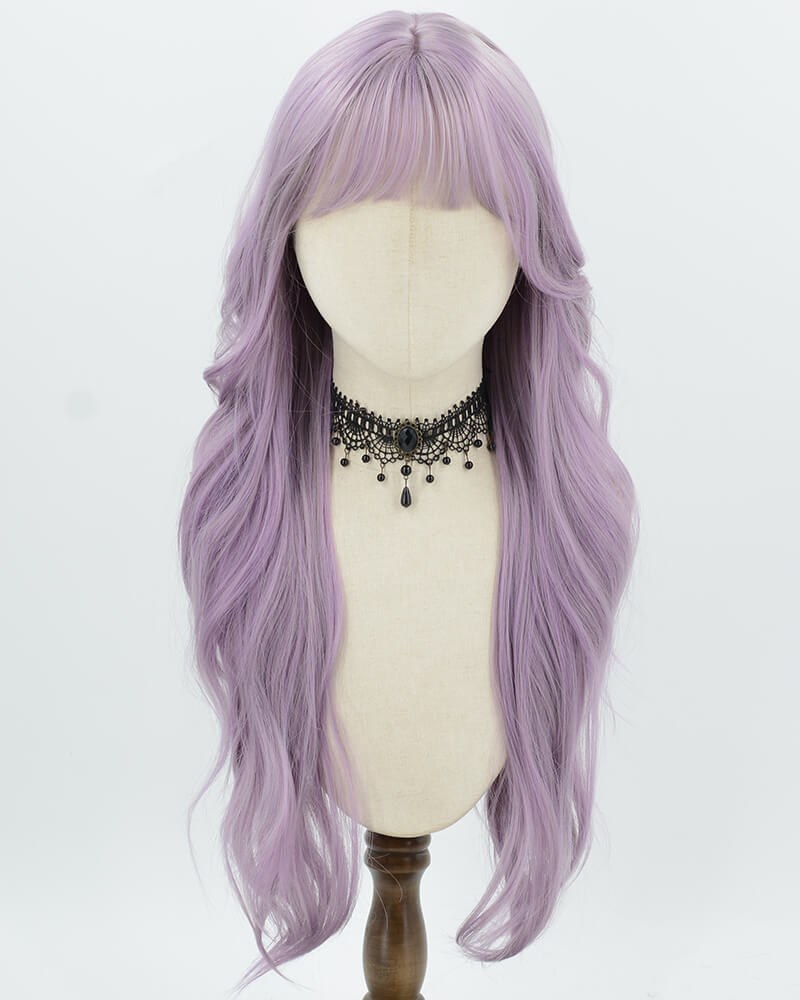 Long Mixed Purple Wavy Synthetic Wig HW824 — view 1