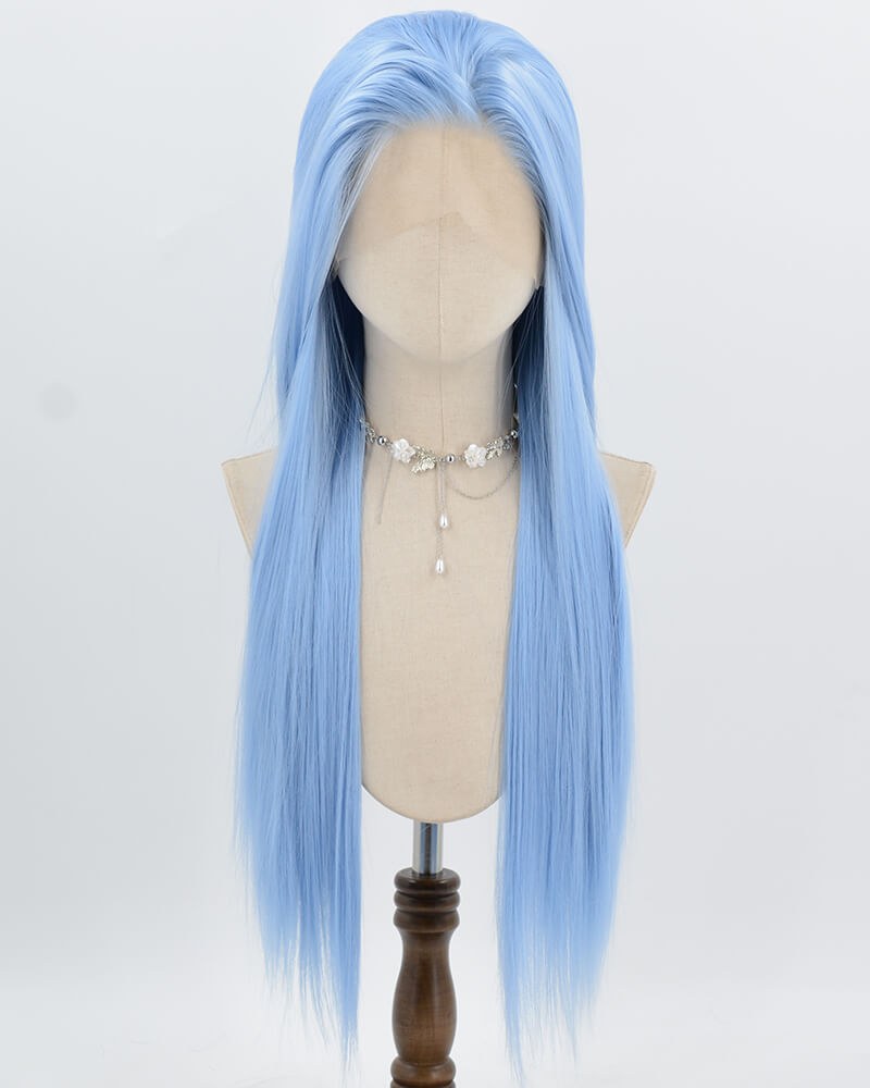 Blue Long Straight Synthetic Lace Front Wig WW994 — view 1