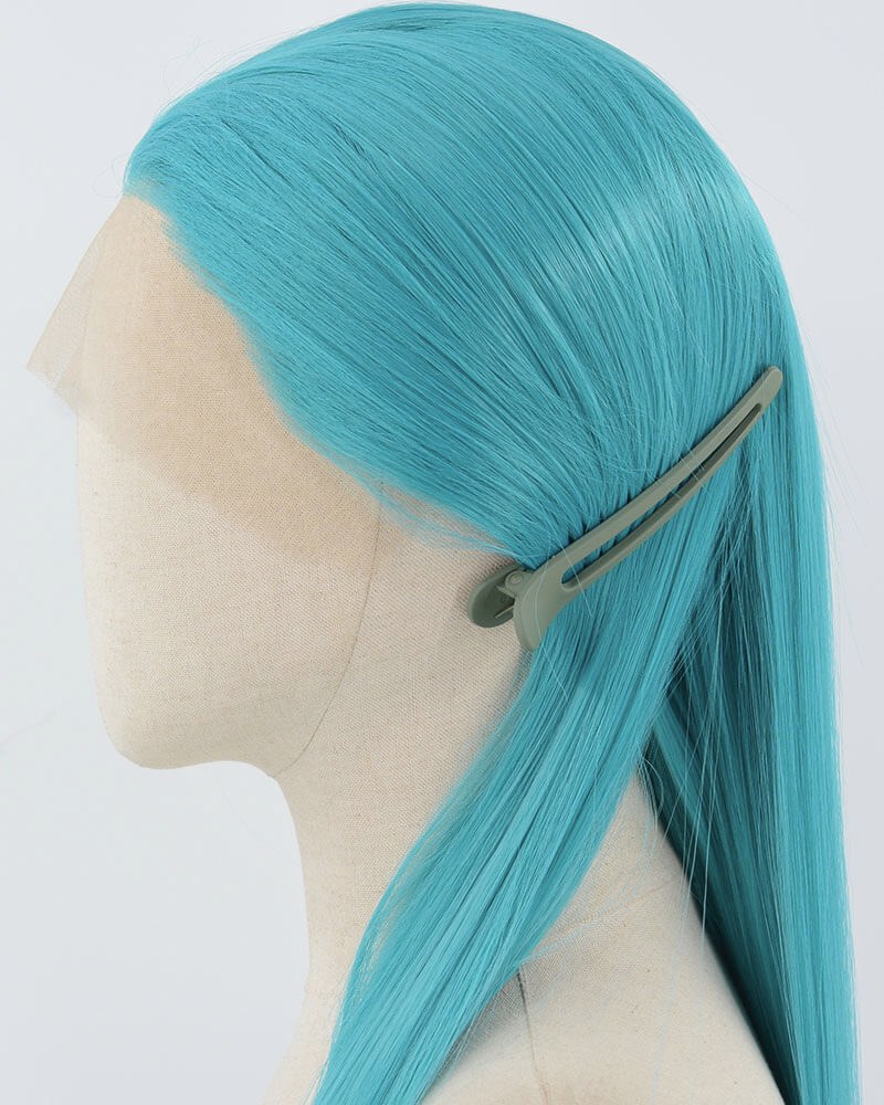 Blue Green Long Straight Synthetic Lace Front Wig WW888 — view 3