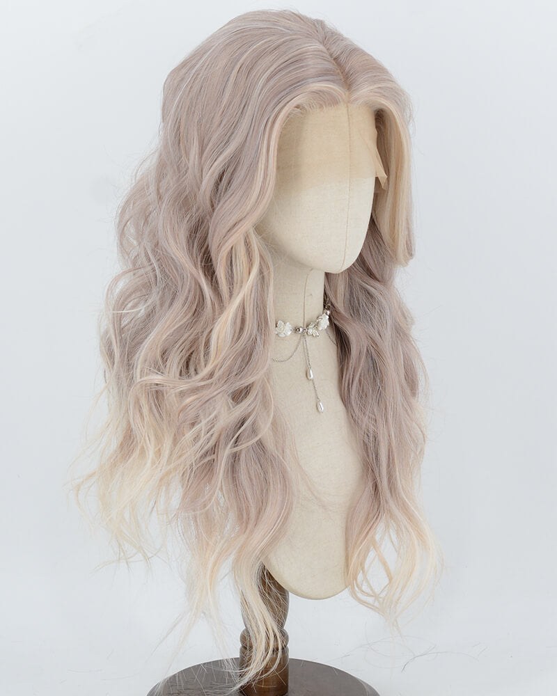 Soft Champagne Blonde Wavy Synthetic Lace Front Wig WW1084 — view 3