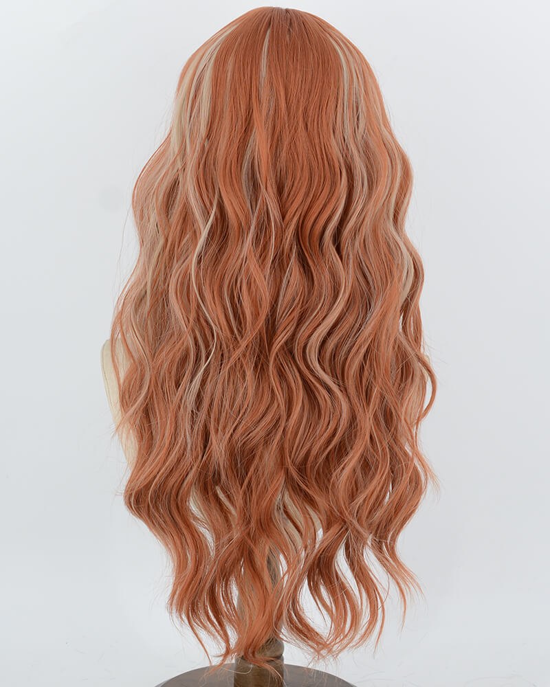 Orange Highlight Blonde Curly Synthetic Wig HW870 — view 3