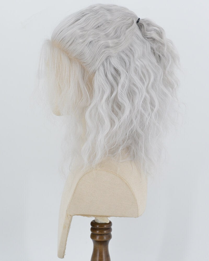 Geralt of Rivia Silver Grey Curly Synthetic Lace Front Wig WW1082 — view 5