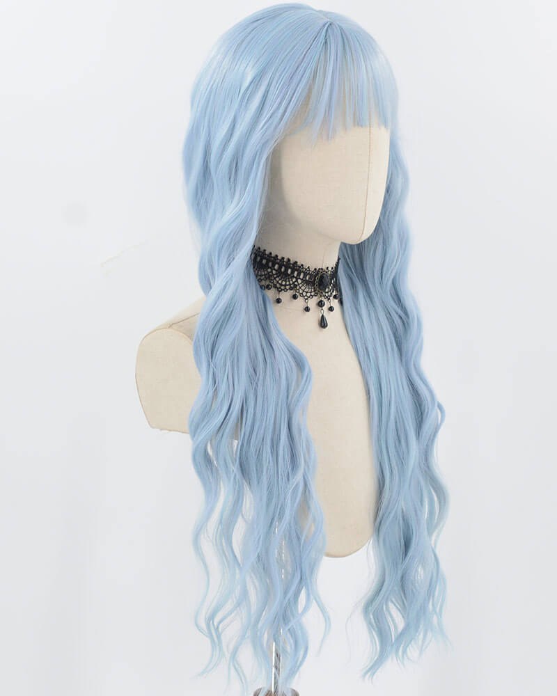 Blue Long Curly Synthetic Wig HW677 — view 2