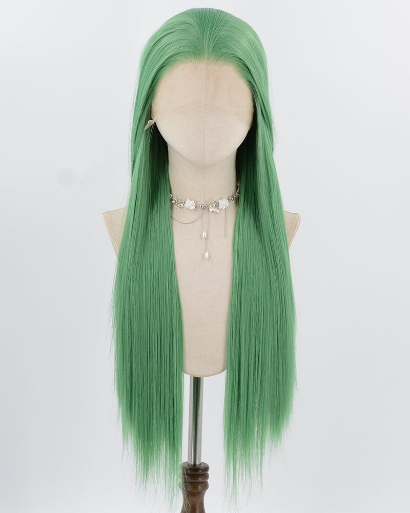 Green Long Straight Synthetic Lace Front Wig WW902 — view 1