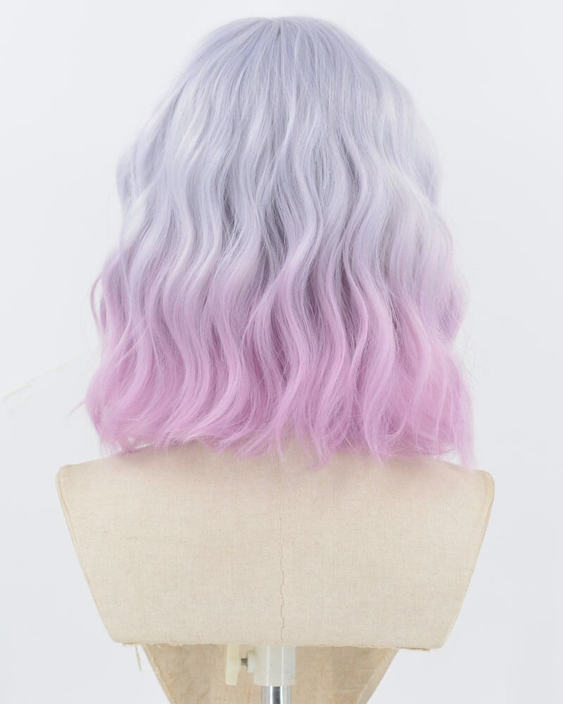 Short Grey Ombre Purple Pink Synthetic Wig HW672 — view 3