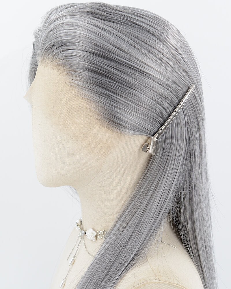 Grey Straight Synthetic Lace Front Wig WW1019 — view 4