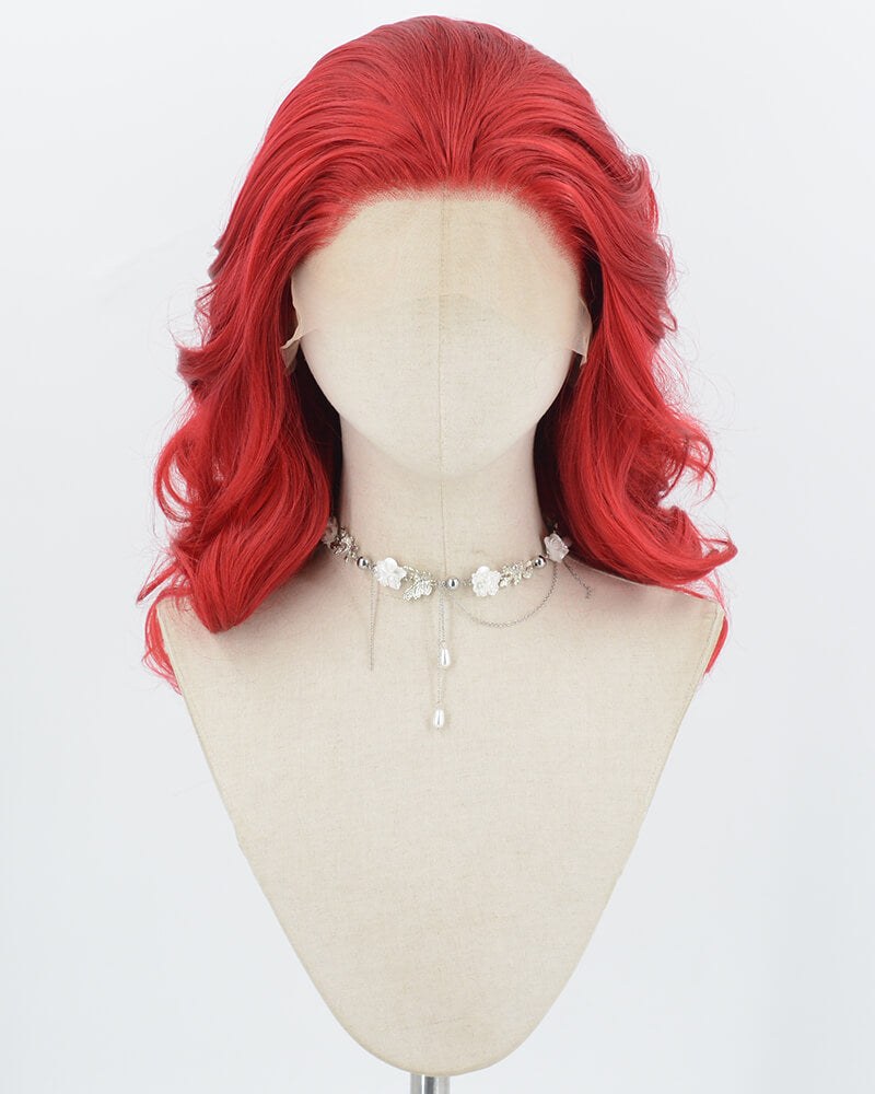 Red Wavy Synthetic Lace Front Wig WW1050 — view 1