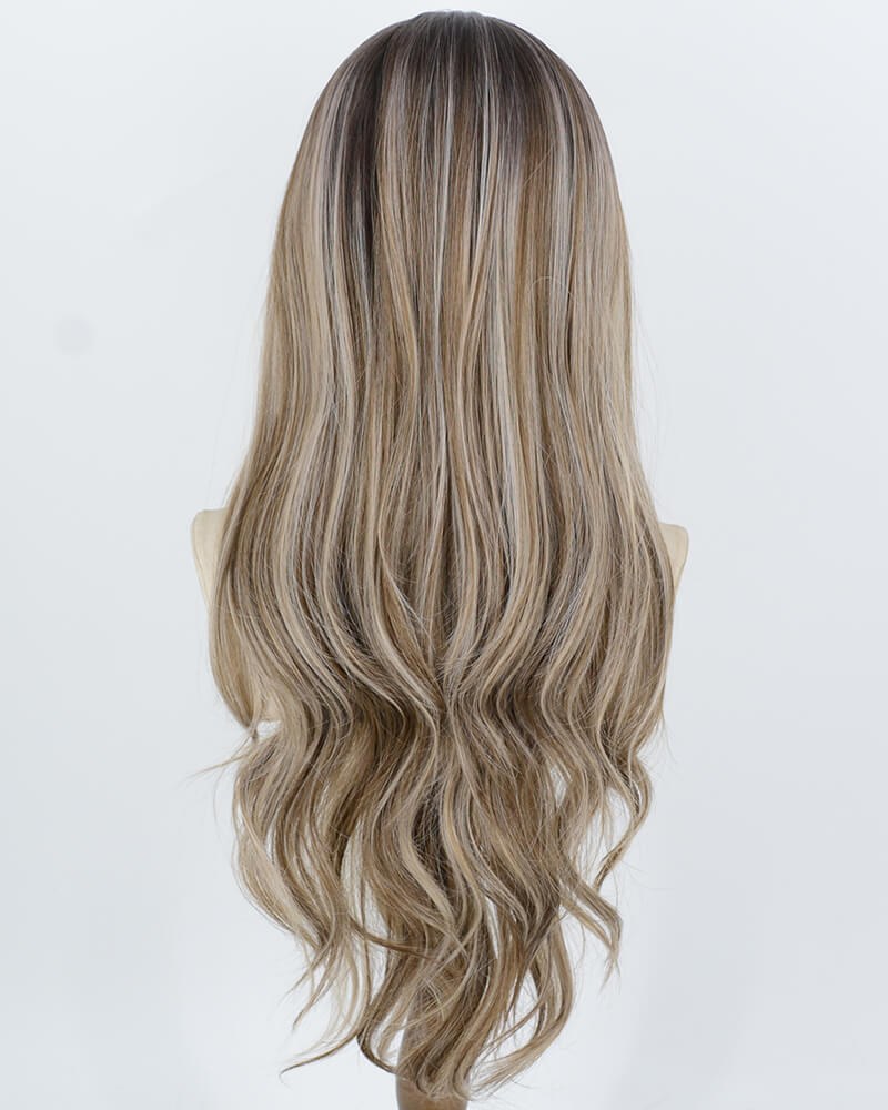 Ombre Brown Highlights Blonde Synthetic Lace Front Wig WW1068 — view 4