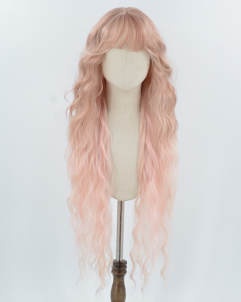 Ombre Pink Curly Long Synthetic Wig HW731 — view 1