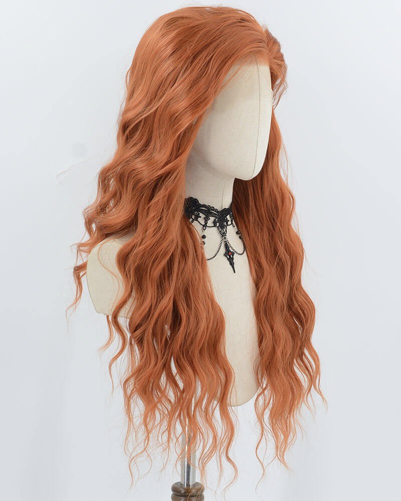 Copper Red Curly Synthetic Lace Front Wig WW976 — view 2