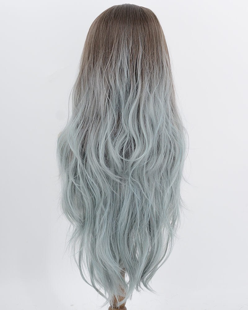 Brown Ombre Grey Green Synthetic Lace Front Wig WW1065 — view 4
