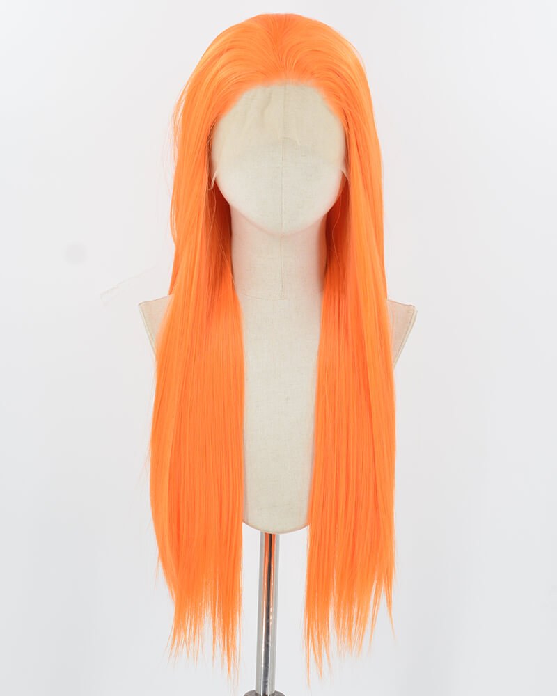 Orange Long Straight Synthetic Lace Front Wig WW957 — view 1