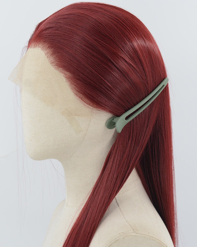 Wine Red Straight Synthetic Lace Front Wig WW1040 — view 2
