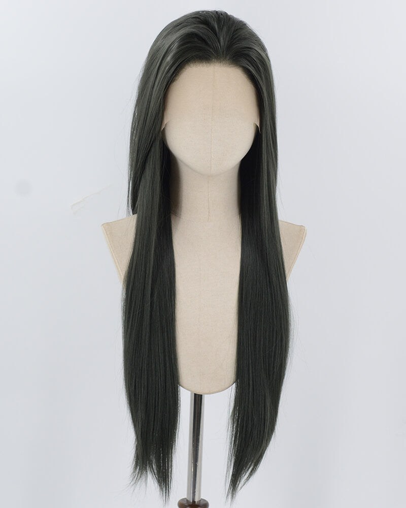 Dark Green Long Straight Synthetic Lace Front Wig WW939 — view 1