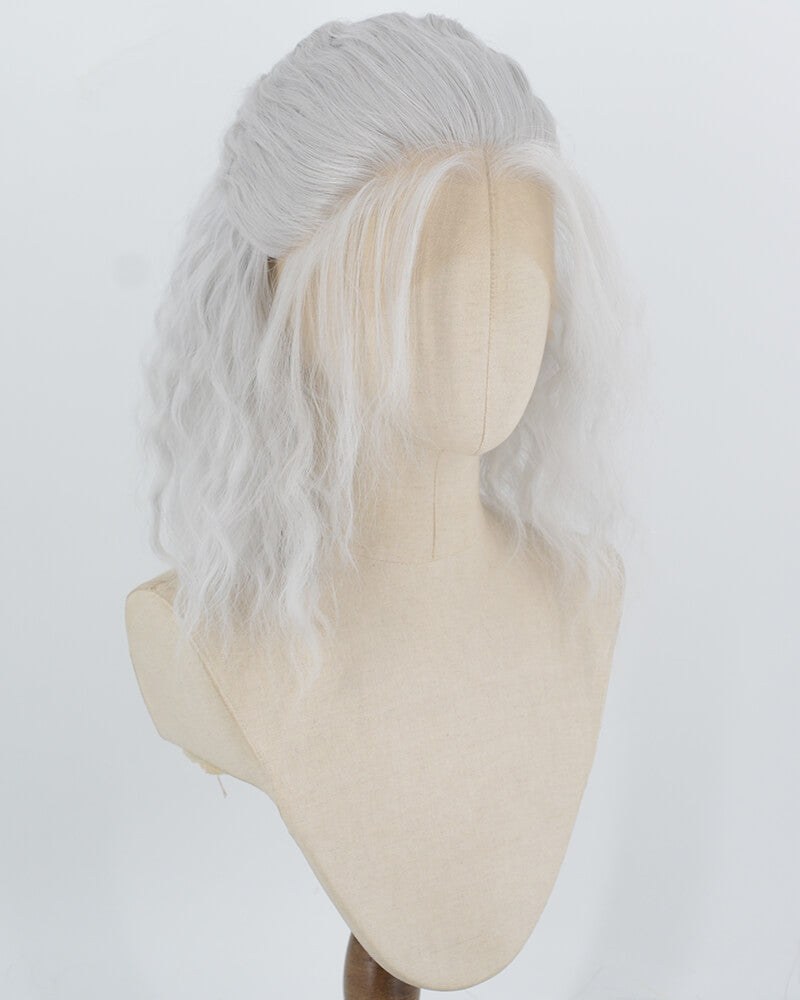 Geralt of Rivia Silver Grey Curly Synthetic Lace Front Wig WW1082 — view 2