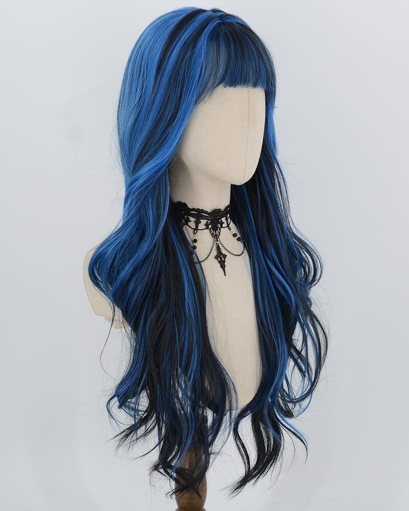 Blue Black Highlights Synthetic Wig HW846 — view 2