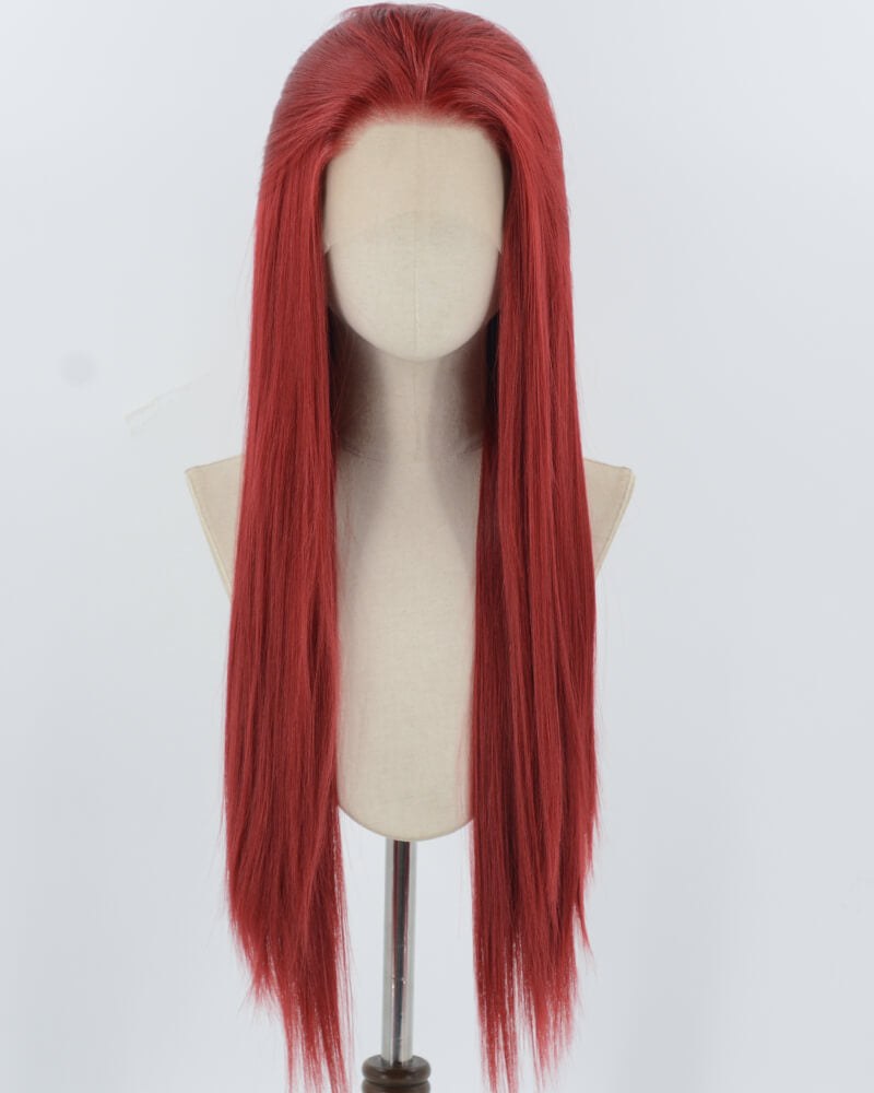 Red Long Straight Synthetic Lace Front Wig WW944 — view 1