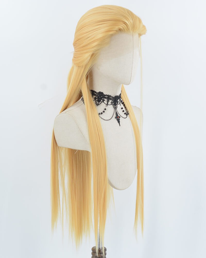 Yellow Blonde Straight Synthetic Lace Front Men's Wig MW060 — view 2