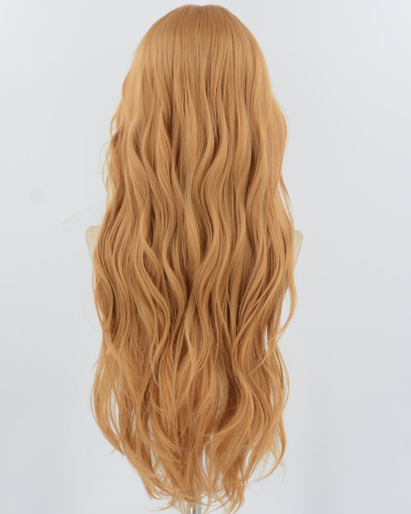 Brown Yellow Long Wavy Synthetic Wig HW695 — view 3
