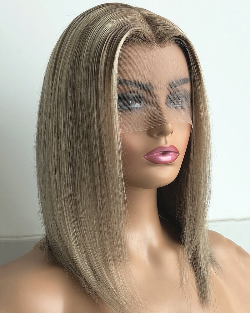 Short Blonde Brown Human Hair Wig HT042 — view 3