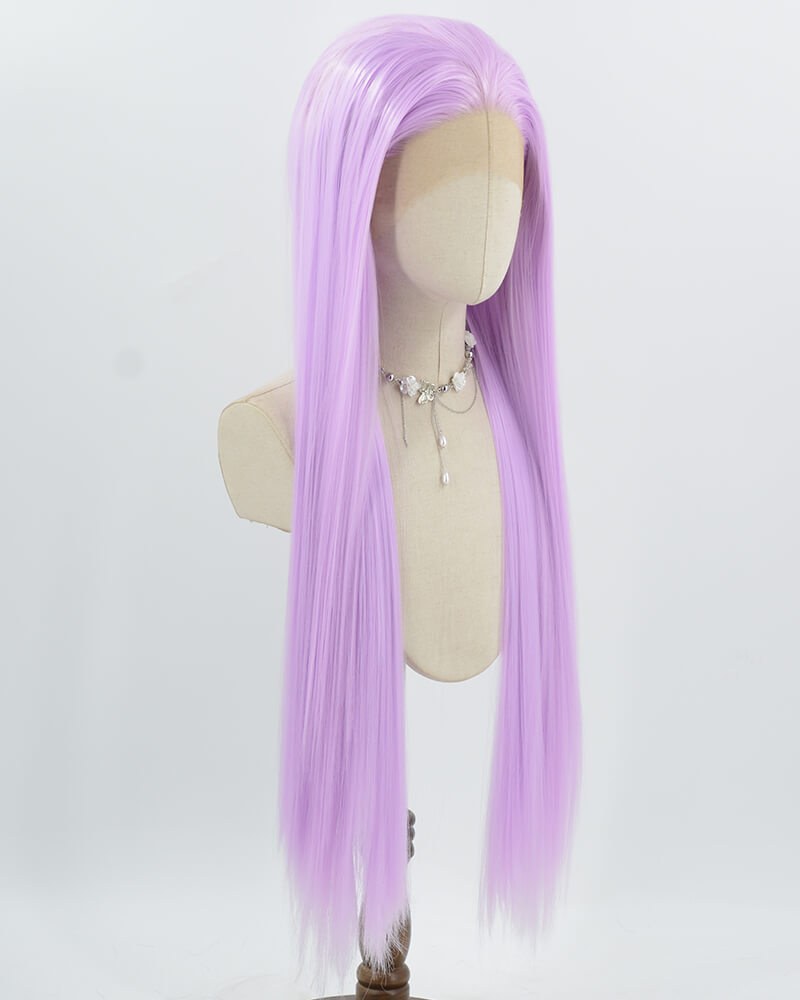 Pastel Purple Long Straight Synthetic Lace Front Wig WW1041 — view 2