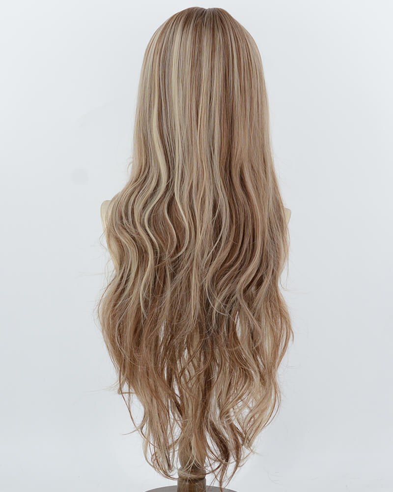 30Inch Long Brown Highlight Blonde Synthetic Wig HW866 — view 4