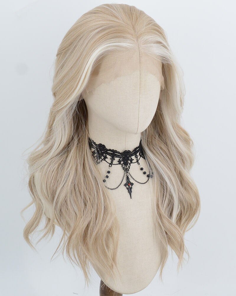 Blonde White Highlights Synthetic Lace Front Wig WW1074 — view 2