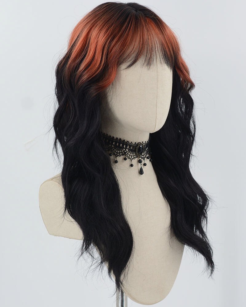 Orange Ombre Black Curly Synthetic Wig HW650 — view 2